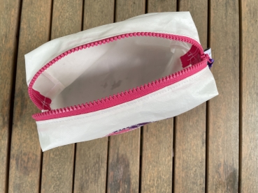 Segeltuch Kosmetiktasche eckig mit Fisch lila/pink